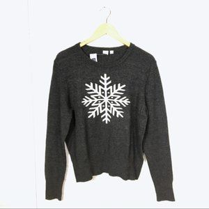 Dark gray with silver sparkle snowflake GAP sweater NWT